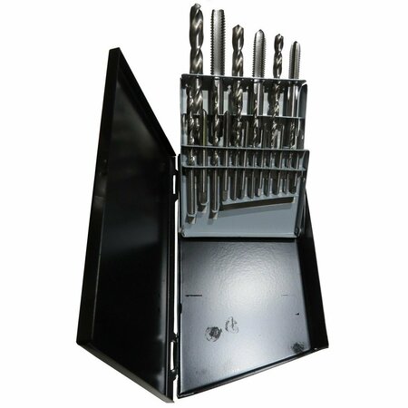 DRILL AMERICA 18 Piece Tap and Drill Bit Set, m2 - m12 in Metal Case DWDTD4099